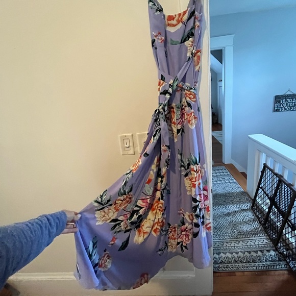 Lulus purple floral wrap maxi dress - Picture 2 of 2